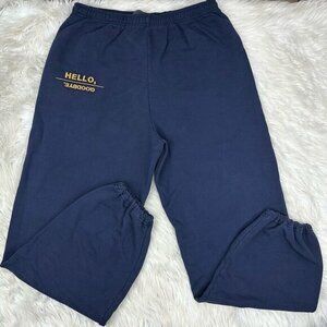 Mayfair The Label Navy Blue Graphic Sweatpants XXL‎ Hello Goodbye Inhale Future